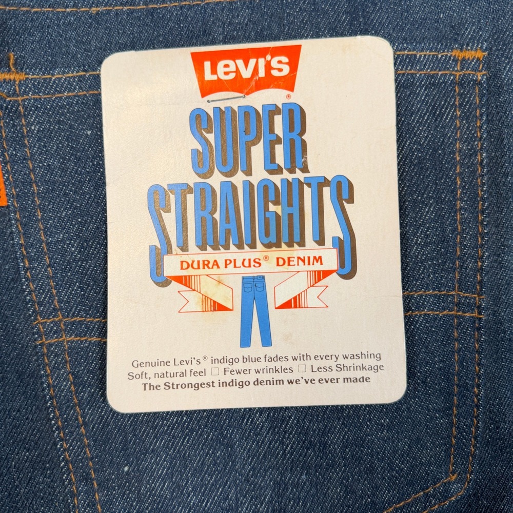 Vintage Levis Jeans Men 30x34 (Fit 28x34) Deadstock USA Super Straights 70s 80s - Picture 4 of 16